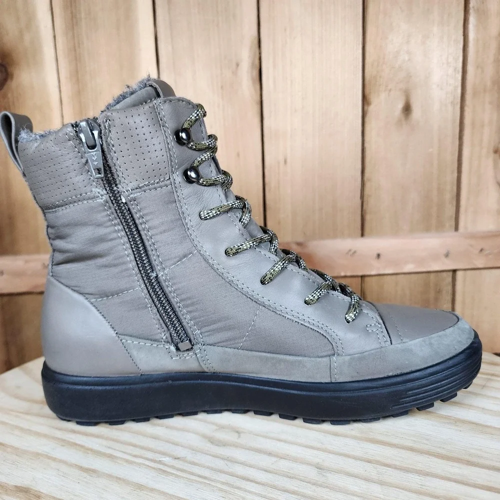 ECCO Soft 7 Gore-Tex Boots Womens 6.5 Gray Leather‎ Waterproof Ankle Snow Winter